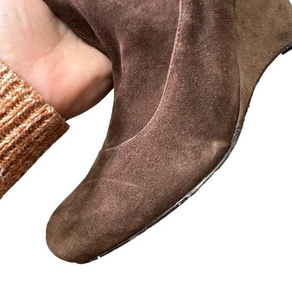 BCBG Suede Mixx Wedge Heel Ankle Booties in Dark Brown in Size US 6 / EU 36 - Picture 13 of 16